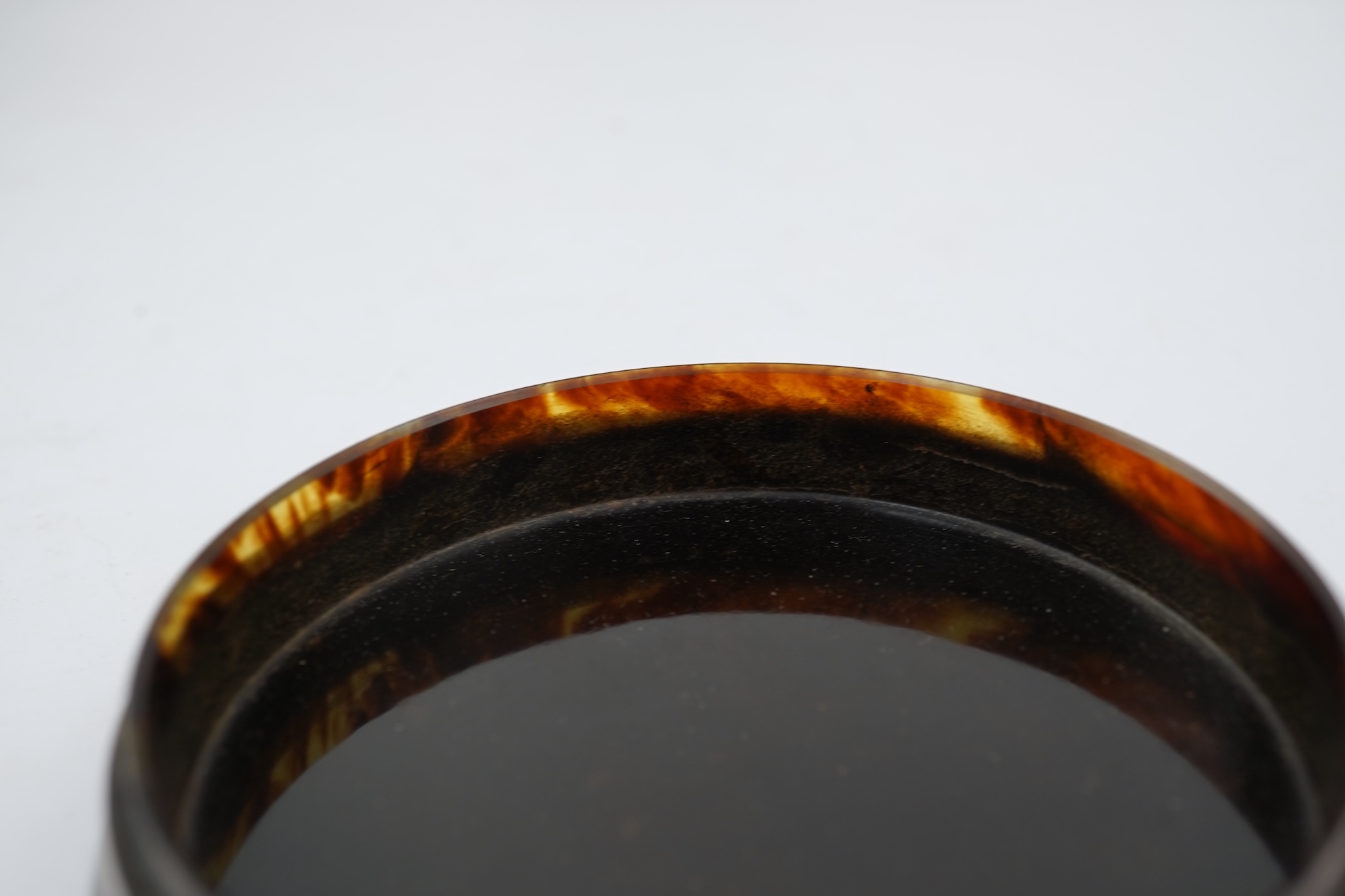 A 19th century Italian? silver and enamel mounted circular tortoiseshell box and cover